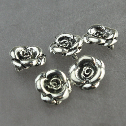 10 pcs of Antique Silver Rosebud Charms Rose Charms Rose Bud Flower Charms Pewter Silver Charms