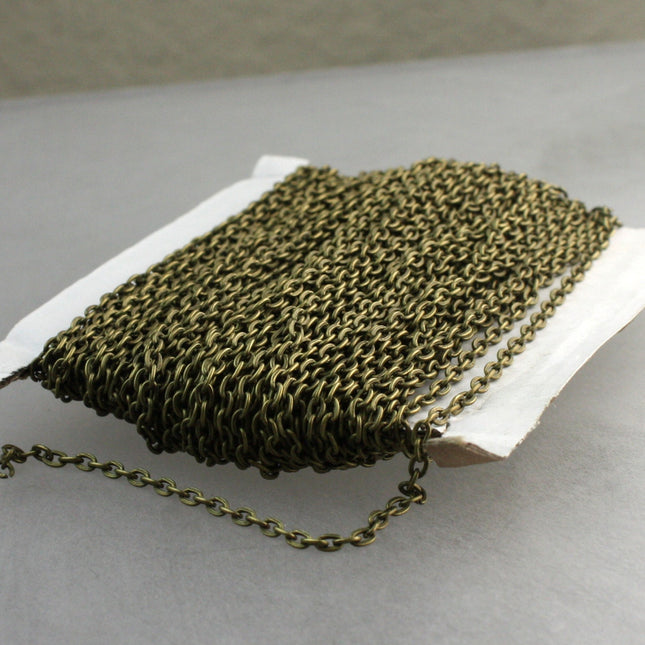 Antique Brass Chain, 3 feet of Antique Brass Flat cable chain 3.7x2.7mm - Unsoldered Links - 3727F