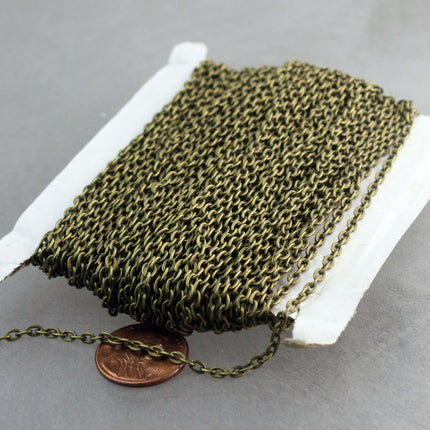Antique Brass Chain, 3 feet of Antique Brass Flat cable chain 3.7x2.7mm - Unsoldered Links - 3727F