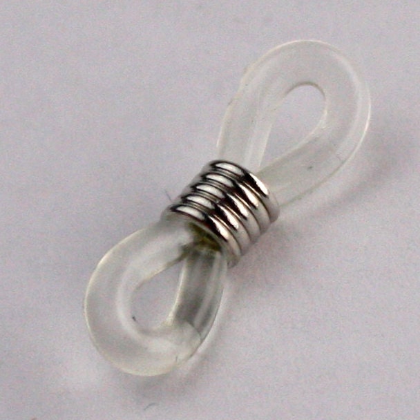 20 pcs of Eyeglasses Holders id badge holder White rubber rhodium plated coil - 22mm