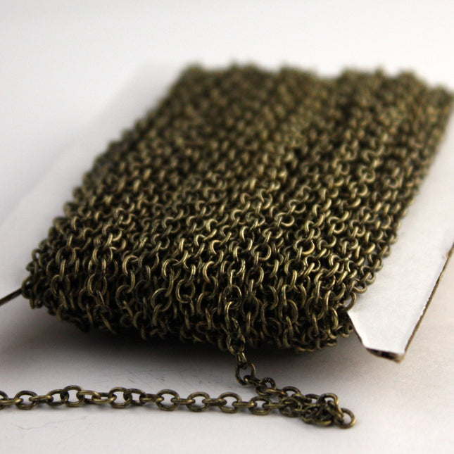 Antique Bronze Chain Bulk, 100 Ft  VINTAGE Style Antique Brass  Round Soldered Cable Chain - 3.4x3.0mm SOLDERED Link,wholesale - 3430S