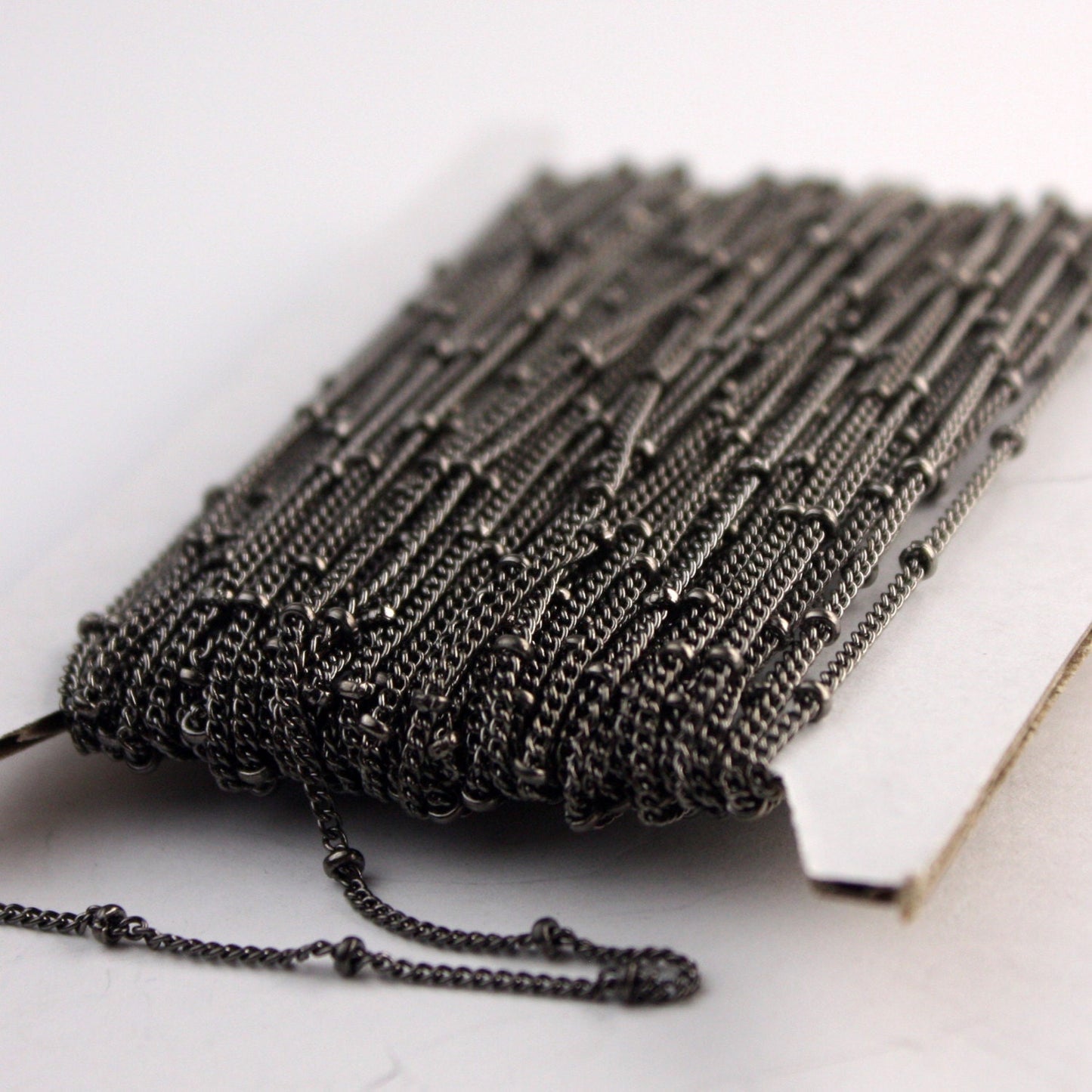Sample Lot 3 ft spool of Gunmetal tiny curb BALL chain - 1.6mm soldered link - Ship from USA - 1.6SAT