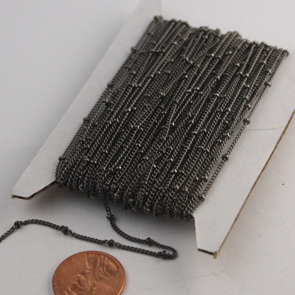 Sample Lot 3 ft spool of Gunmetal tiny curb BALL chain - 1.6mm soldered link - 1.6SAT