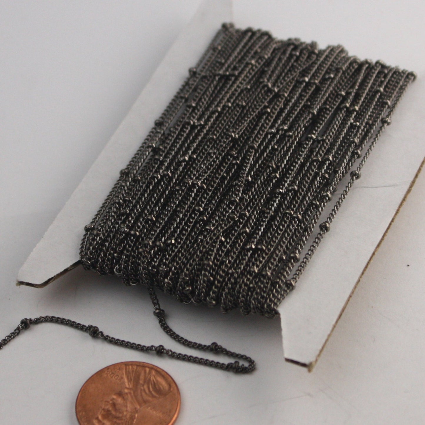 Sample Lot 3 ft spool of Gunmetal tiny curb BALL chain - 1.6mm soldered link - Ship from USA - 1.6SAT