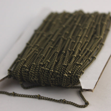 32 ft Antique Bronze Brass BALL Solder Curb Chain - 1.7mm - tiny Satellite Solder Curb Chain - Free Matching Jumpring (50pcs)