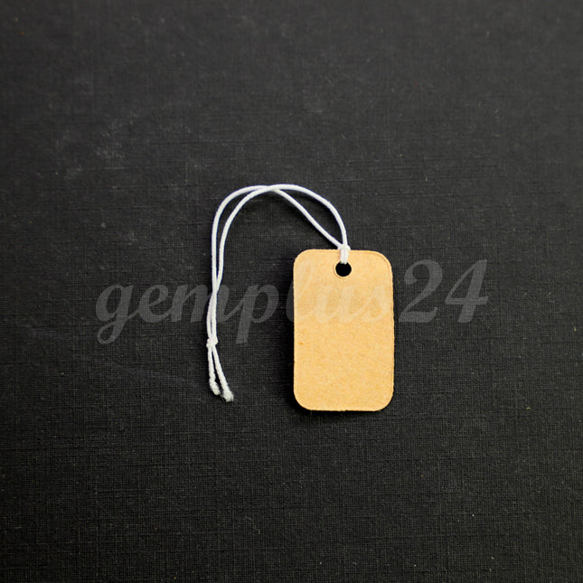 50/100/250/500 pcs of Jewelry - 15 x 25mm - Brown/White - Pre-strung Tags Elastic String - Price Hang Tag ID Label