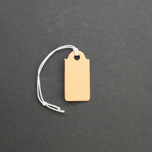 50/100/250/500 pcs of Jewelry - 1/2" x 1" - 13 x 26 mm - Brown/White - Pre-strung Tags Elastic String - Price Hang Tag ID Label