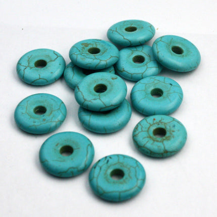 10 pcs of Howlite Turquoise Donut Beads about 20mm