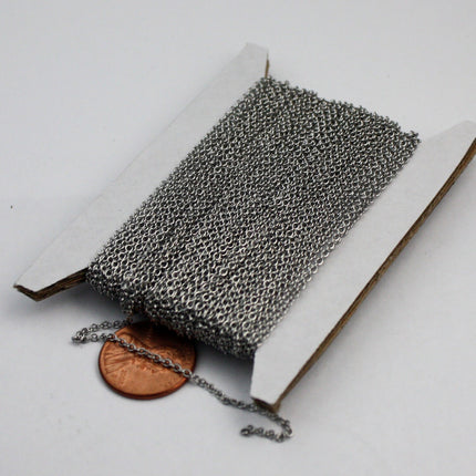 Stainless Steel chain bulk chain 3 ft  Small SOLDERED  cable chain - 1.55mm Link - with Matching Jumpring (10pcs) and Lobster Clasp (2pc)