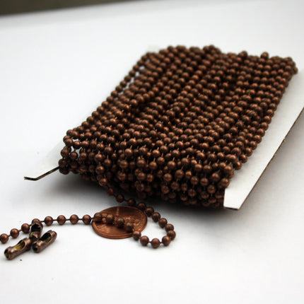 3ft spool of Antique Copper BIG ball chain - 3.2mm with 5 connector(Insert) - 32BALL