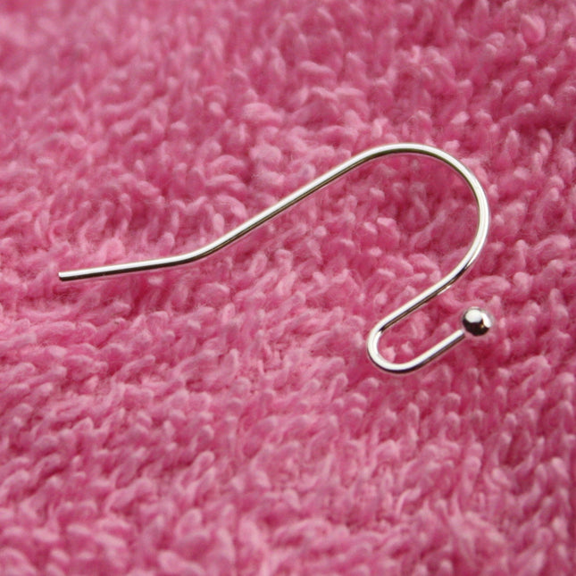 wholesale 200 pcs - 100 pair Ball End Earring Ear Wire - Sterling Silver Plated on Solid Brass Ear Wires, French hook style - ERBall