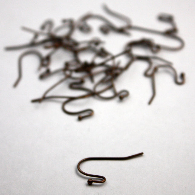 Wholesale 200 pcs - 100 pair  of Antique Copper ear wires, French hook style, ball end - ERBall