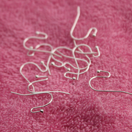 wholesale 200 pcs - 100 pair Ball End Earring Ear Wire - Sterling Silver Plated on Solid Brass Ear Wires, French hook style - ERBall