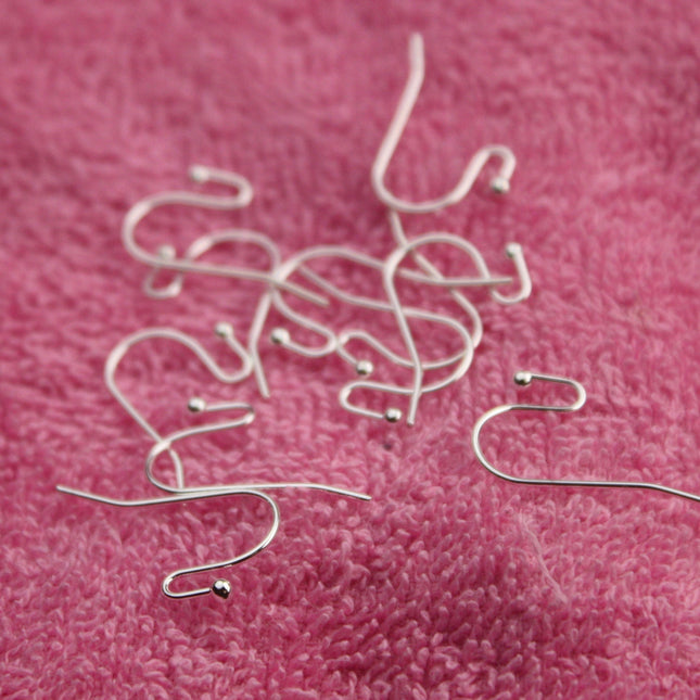 wholesale 200 pcs - 100 pair Ball End Earring Ear Wire - Sterling Silver Plated on Solid Brass Ear Wires, French hook style - ERBall