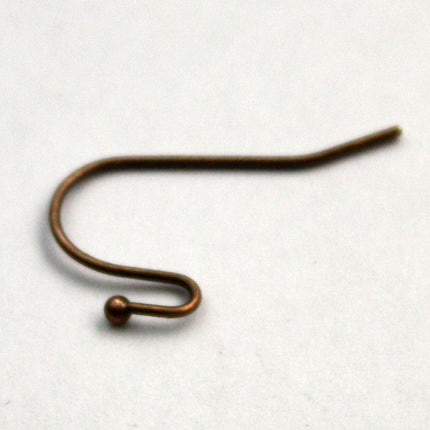 50(25pr) Ball End Earring Ear Wire - Antique Copper Plated on Solid Brass Ear Wires, French hook style, ball end - ERBall
