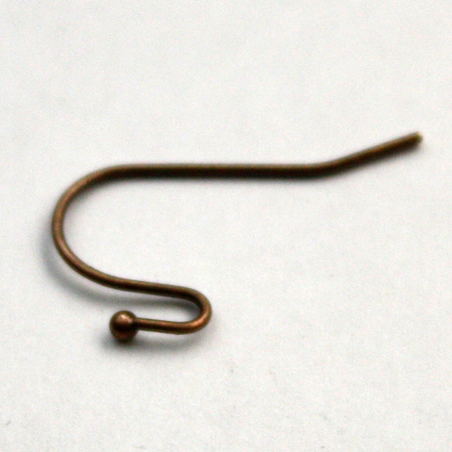 50(25pr) Ball End Earring Ear Wire - Antique Copper Plated on Solid Brass Ear Wires, French hook style, ball end - ERBall