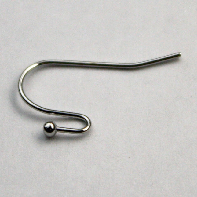 50(25pr) Ball End Earring Ear Wire - Antique Silver Rhodium Plated on Solid Brass Ear Wires, French hook style, ball end - ERBall