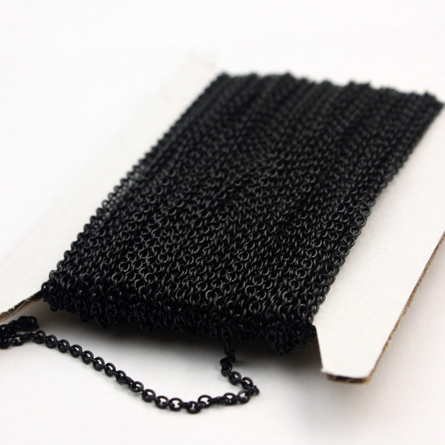 Black Chain bulk Chain, 100 ft of Round Soldered Chain Cable Chain - 2x2.5mm SOLDERED link - Necklace Wholesale chain - 225S