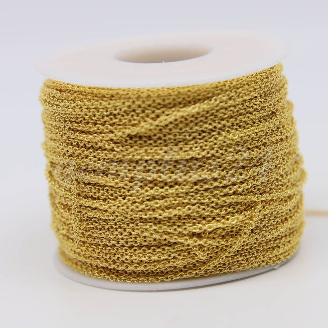 ATC Anti-Tarnishing Coating 24K Deep Gold Plated Cable Chain bulk, 3/10/32/50/100/300 Feet of SOLDERED Link - 2.0x1.4mm Links - ATC2014