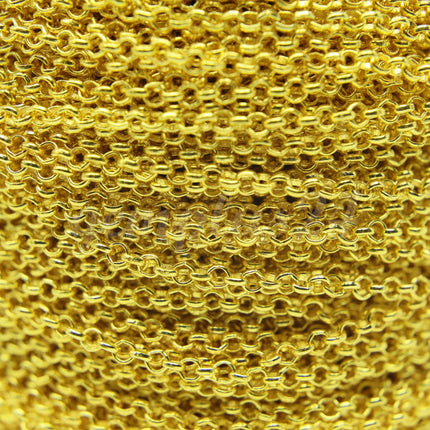 ATC Anti-Tarnishing Coating 24K Deep Gold Plated ROLO Chain bulk, 3/10/32/50 Feet of SOLDERED Rolo Chain - 3.1mm Links - ATC3.1BL