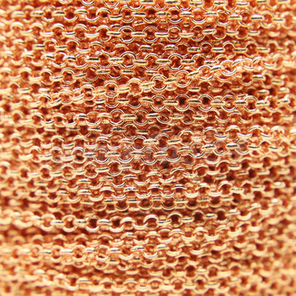 ATC Anti-Tarnishing Coating Bright Copper Plated ROLO Chain bulk, 3/10/32/50 Feet of SOLDERED Rolo Chain - 3.1mm Links - ATC3.1BL