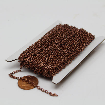 3/12/32 Feet Flat Cable Chain - Antique Brass/Antique Copper/Rhodium/Gunmetal/Chamagne Gold/Black Plated - 3.7x2.5mm Unsoldered Link - 3725