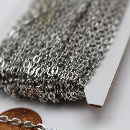 3/12/32 Feet Flat Cable Chain - Antique Brass/Antique Copper/Rhodium/Gunmetal/Chamagne Gold/Black Plated - 3.7x2.5mm Unsoldered Link - 3725