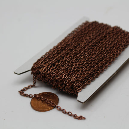 3/12/32/50/100 Feet Flat Cable Chain - Antique Copper/Brass/Rhodium/Gunmetal/Chamagne Gold/Black Plated - 3.7x2.5mm Unsoldered Link - 3725