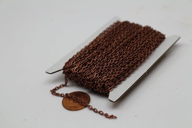 3/12/32/50/100 Feet Flat Cable Chain - Antique Copper/Brass/Rhodium/Gunmetal/Chamagne Gold/Black Plated - 3.7x2.5mm Unsoldered Link - 3725