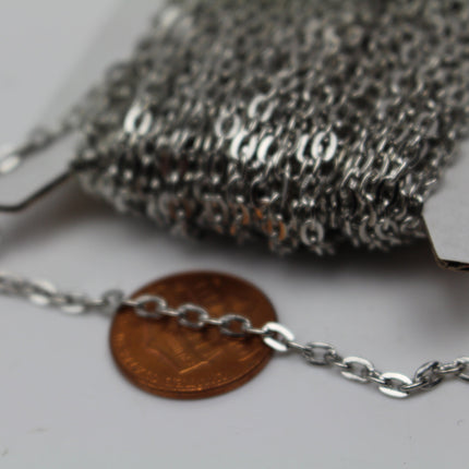3/12/32/50/100 Feet Flat Cable Chain - Antique Copper/Brass/Rhodium/Gunmetal/Chamagne Gold/Black Plated - 3.7x2.5mm Unsoldered Link - 3725