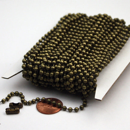 Sample 3 feet Antique Brass/Copper/Rhodium/Gunmetal/Champagne Gold/Black Big Chunky Ball chain - 3.2mm -  with 5 Pcs FREE Connector
