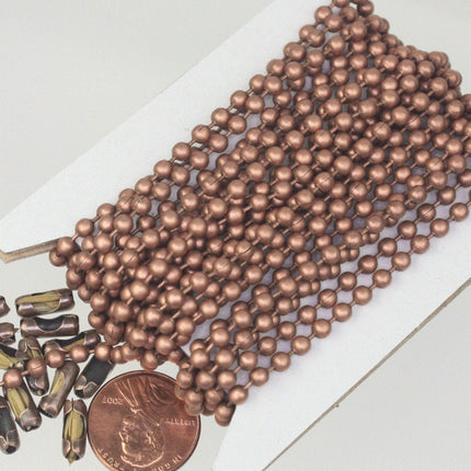 Sample 3 feet Antique Brass/Copper/Rhodium/Gunmetal/Champagne Gold/Black Big Chunky Ball chain - 3.2mm -  with 5 Pcs FREE Connector