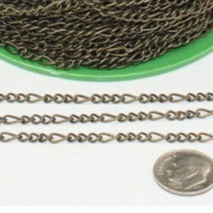 Figaro Chain bulk, 3/12/32/50/100ft- 7x3mm 20G Unsoldered - Antique Copper/Brass/Rhodium/Gunmetal/Black Plated - Necklace Bracelet  - 7x3FIG