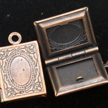 Book Locket Pendant Charm - 20x27mm 4.3mm thickness - Brass Locket Pendant Charm