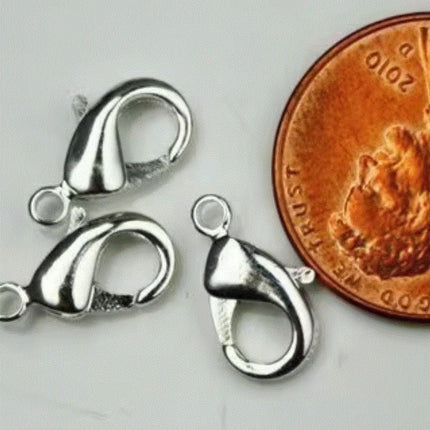 12mm Brass Lobster Claw Clasp - Antique Brass/Copper/Rhodim/Gunmetal/Silver/Gold/Black Plated on Brass - LOB12-B
