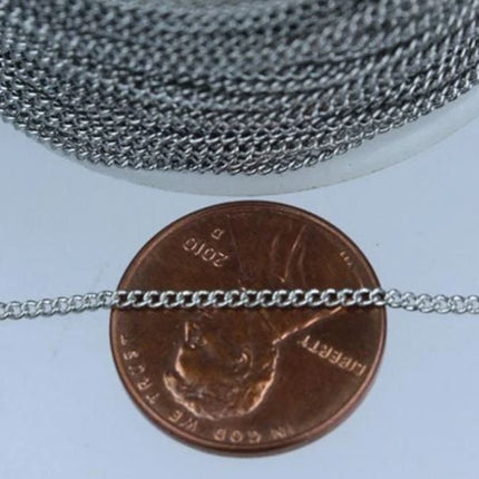 Sample 3 Feet with FREE Jumpring (10 pcs) of Curb Chain - Micro Dainty Tiny Small Curb Chain - 1.35mm Soldered Link - 1.35S