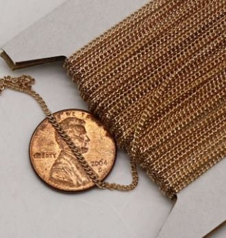 Sample 3 Feet with FREE Jumpring (10 pcs) of Curb Chain - Micro Dainty Tiny Small Curb Chain - 1.35mm Soldered Link - 1.35S