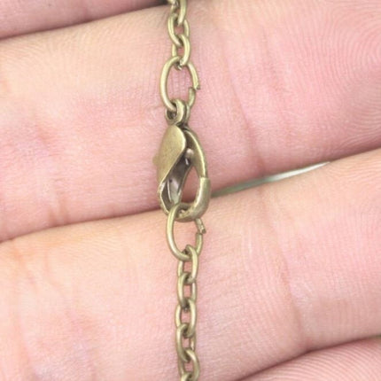 24 inch Pre Made Cable Chain Necklace With Lobster Clasp - Antique Brass/Copper/Rhodium/Gunmetal Plated - 3.8x2.6mm Link - 0.7mm Wire