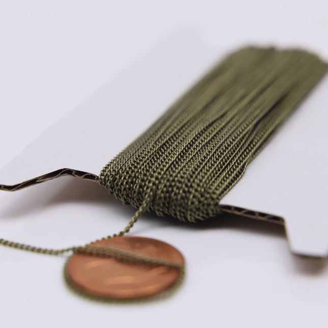 10/32/50/100/300 ft Reel Gunmetal FACET Tiny Dainty Micro curb chain - 1.3mm soldered link - FREE adequate jump ring (100 pcs) - 1.3F