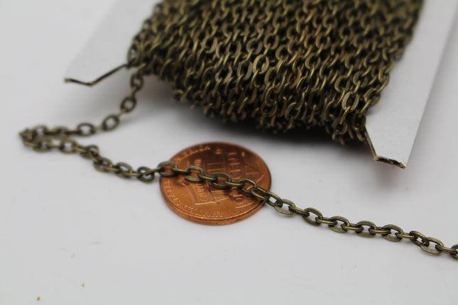 3/12/32 Feet Flat Cable Chain - Antique Brass/Antique Copper/Rhodium/Gunmetal/Chamagne Gold/Black Plated - 3.7x2.5mm Unsoldered Link - 3725