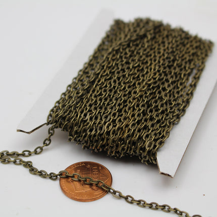 3/12/32 Feet Flat Cable Chain - Antique Brass/Antique Copper/Rhodium/Gunmetal/Chamagne Gold/Black Plated - 3.7x2.5mm Unsoldered Link - 3725