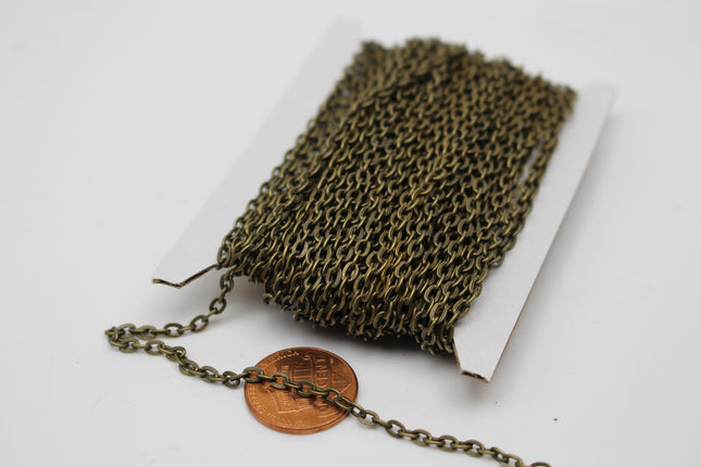 3/12/32/50/100 Feet Flat Cable Chain - Antique Copper/Brass/Rhodium/Gunmetal/Chamagne Gold/Black Plated - 3.7x2.5mm Unsoldered Link - 3725