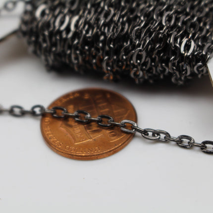 3/12/32/50/100 Feet Flat Cable Chain - Antique Copper/Brass/Rhodium/Gunmetal/Chamagne Gold/Black Plated - 3.7x2.5mm Unsoldered Link - 3725
