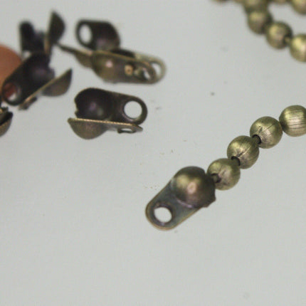 Sample 3 feet Antique Brass/Copper/Rhodium/Gunmetal/Champagne Gold/Black Big Chunky Ball chain - 3.2mm -  with 5 Pcs FREE Connector
