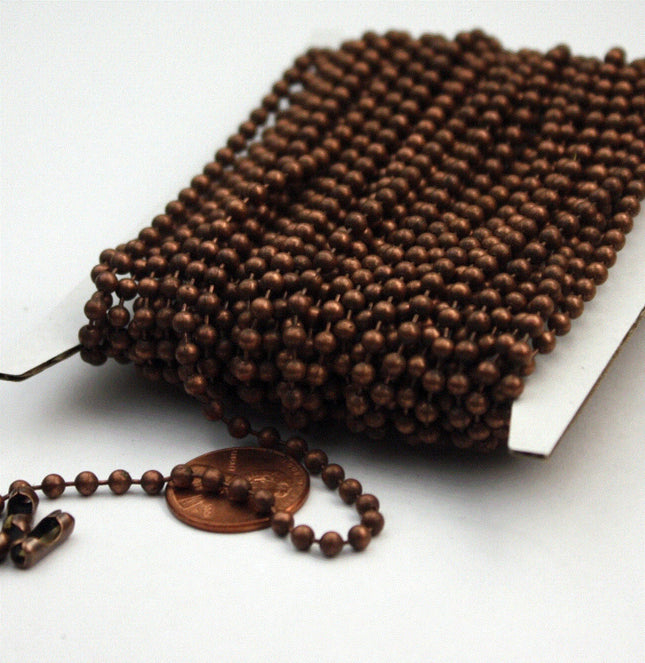 Sample 3 feet Antique Brass/Copper/Rhodium/Gunmetal/Champagne Gold/Black Big Chunky Ball chain - 3.2mm -  with 5 Pcs FREE Connector