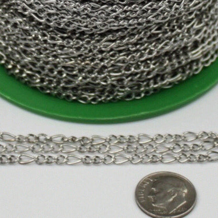 Figaro Chain bulk, 3/12/32/50/100ft- 7x3mm 20G Unsoldered - Antique Copper/Brass/Rhodium/Gunmetal/Black Plated - Necklace Bracelet  - 7x3FIG