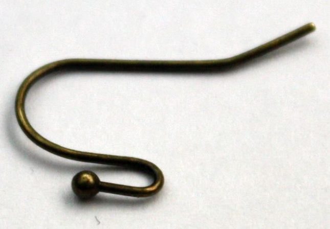 Ball End Earring Ear Wire - Antique Brass/Copper/Rhodium/Gunmetal/Silver Plated on Solid Brass Ear Wires, French hook style, ball end - ER01