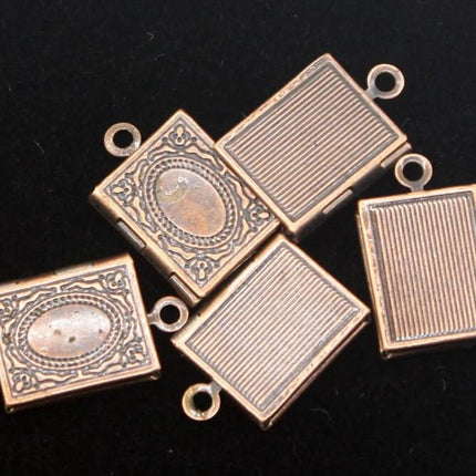 Book Locket Pendant Charm - 20x27mm 4.3mm thickness - Brass Locket Pendant Charm