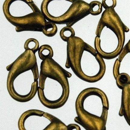 12mm Brass Lobster Claw Clasp - Antique Brass/Copper/Rhodim/Gunmetal/Silver/Gold/Black Plated on Brass - LOB12-B