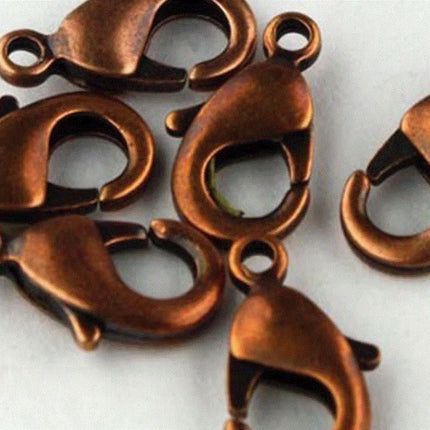 12mm Brass Lobster Claw Clasp - Antique Brass/Copper/Rhodim/Gunmetal/Silver/Gold/Black Plated on Brass - LOB12-B